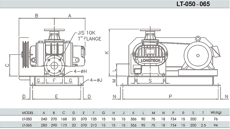 Bản vẽ lắp cấu tạo máy thổi khí longtech lt050-065