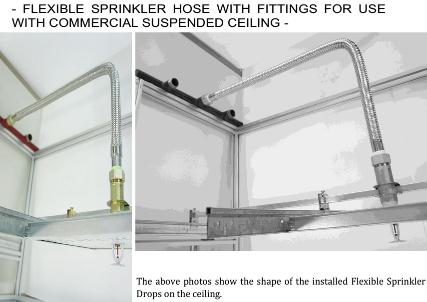 Ứng dụng của ống mềm kết nối đầu Sprinkler tiêu chuẩn UL, FM model SPB-SPN