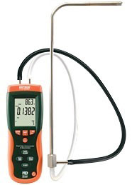 Extech HD350, Máy đo áp suất, nhiệt độ, tốc độ và lượng gió trong đường ống